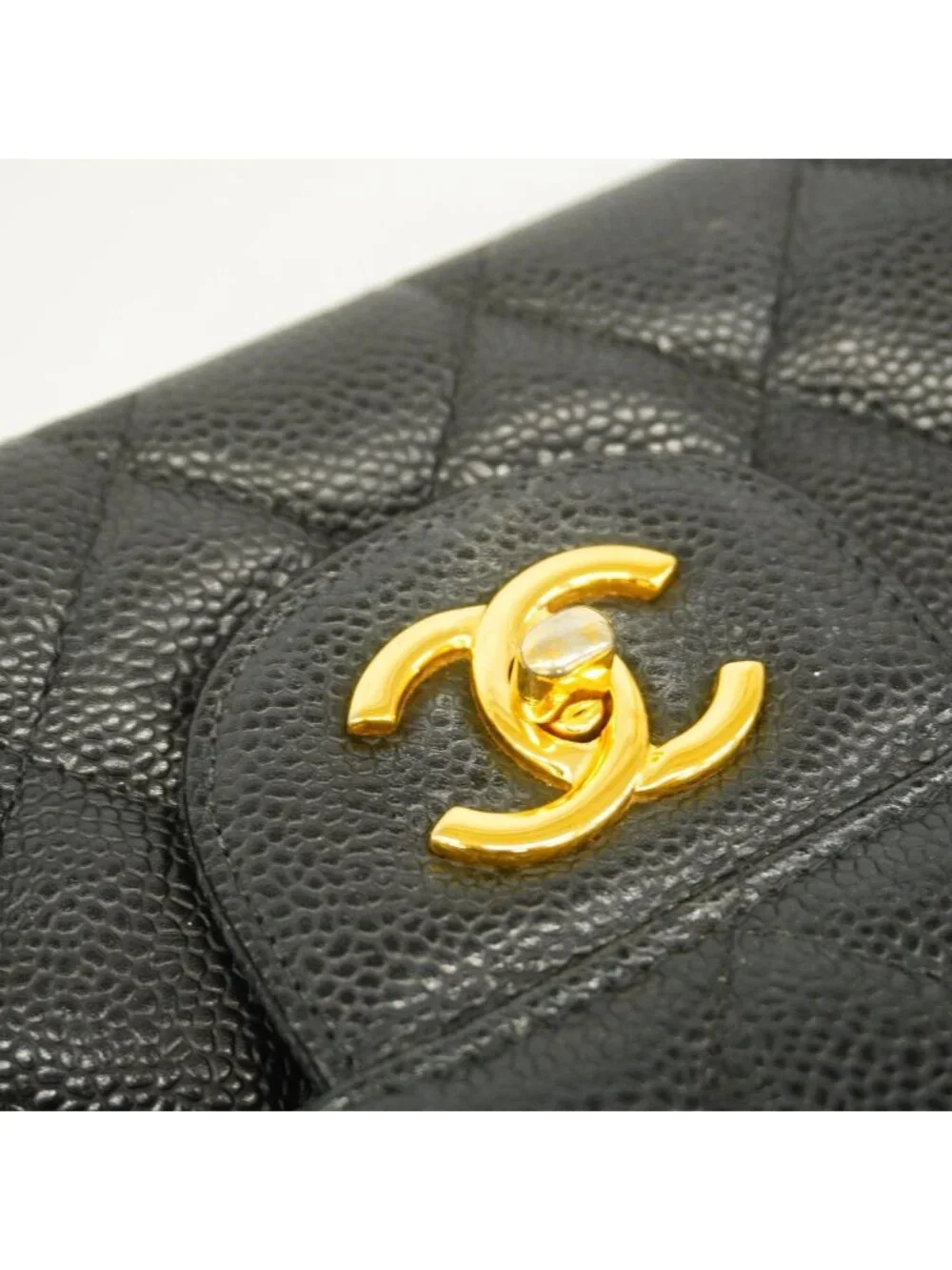 Chanel Shoulder Bag Maxi Quilted Caviar Leather Brown Gold